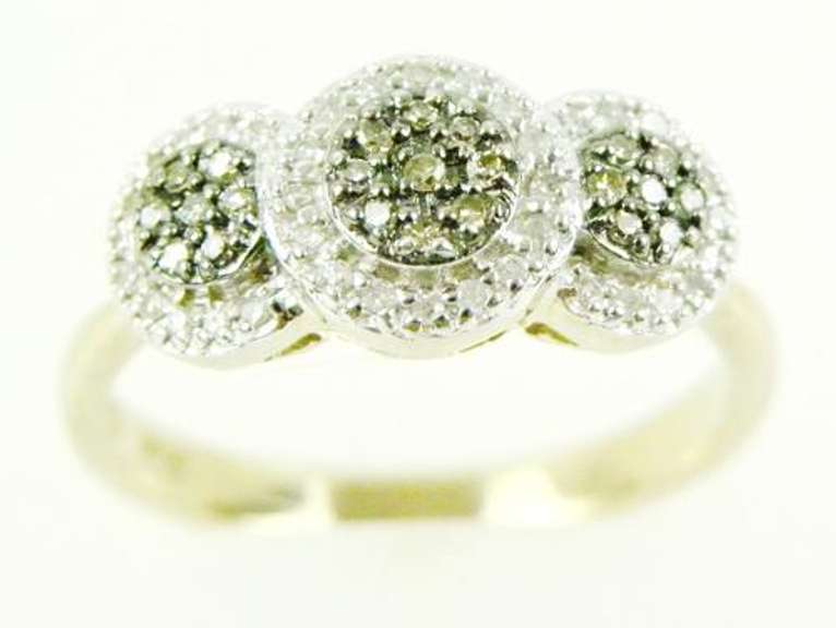 Stunning Gray & White Diamond Halo Ring, 7.5