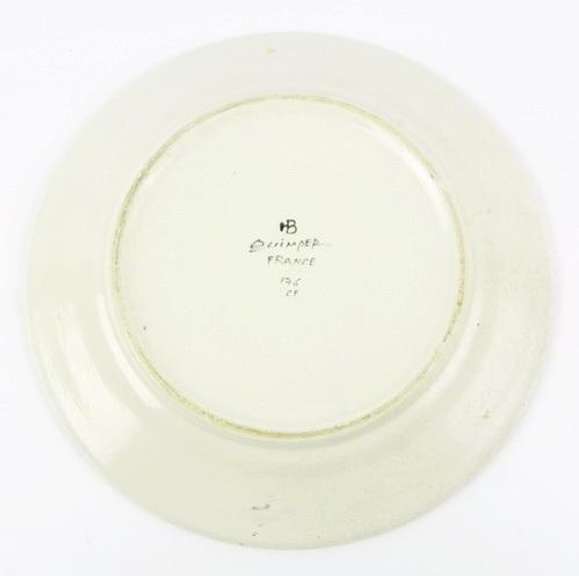 Vintage Signed French Quimper Motto Plate