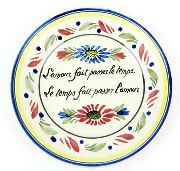 Vintage Signed French Quimper Motto Plate