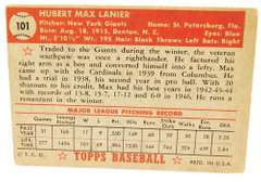 Max Lanier, Giants 1952 Topps Baseball Card