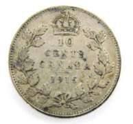 1915 Canada 10 Cent Coin