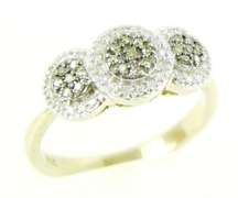 Stunning Gray & White Diamond Halo Ring, 7.5