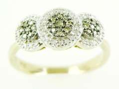 Stunning Gray & White Diamond Halo Ring, 7.5