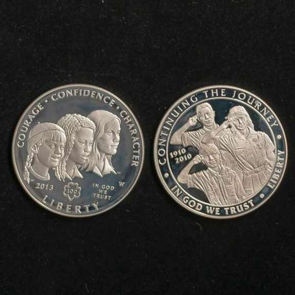 2010 Boy Scout &2013 W Girl Scouts Proof Silver Dollars