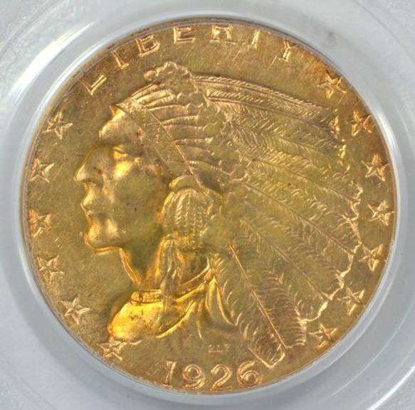 Very Choice BU 1926 $2.50 Indian Gold Piece. PCGS MS62