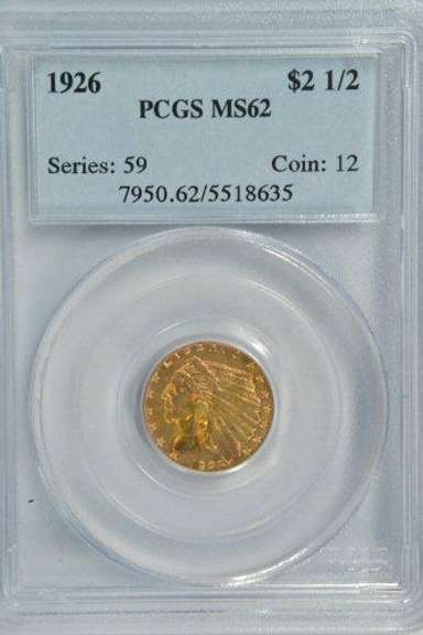 Very Choice BU 1926 $2.50 Indian Gold Piece. PCGS MS62