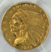 Better date 1912 BU $2.50 Indian Gold Piece. PCGS MS61