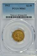 Better date 1912 BU $2.50 Indian Gold Piece. PCGS MS61