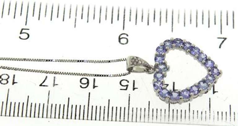 Handsome White Gold Tanzanite Heart Shaped Necklace