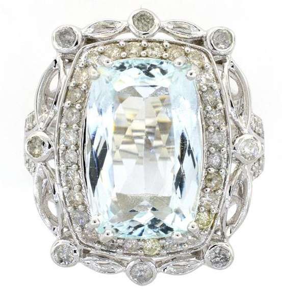 Incredible Aquamarine & Diamond Ring in Sterling