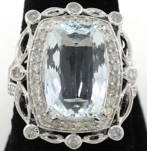 Incredible Aquamarine & Diamond Ring in Sterling