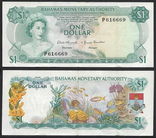 $1 1968 Bahama Monetary Authority Extremely Fine