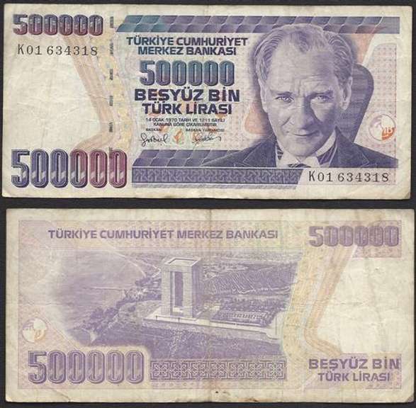 500000 Turk Lirasi 1970