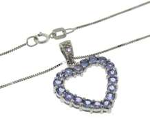 Handsome White Gold Tanzanite Heart Shaped Necklace