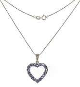 Handsome White Gold Tanzanite Heart Shaped Necklace