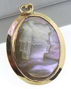Yellow Gold Mop Cameo Pendant