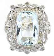 Incredible Aquamarine & Diamond Ring in Sterling