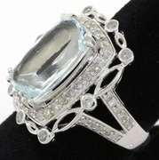 Incredible Aquamarine & Diamond Ring in Sterling