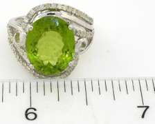 Stunning Large Peridot & Diamond Ring in Silver