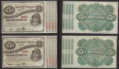 $5 Consec pair baby bond State of LA 1874 Civil War