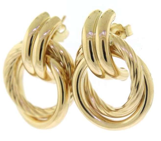 Charming Yellow Gold Interlocking Circle Earrings