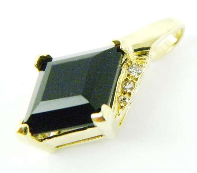 Vintage 14K Black Onyx & Diamond Slide Pendant