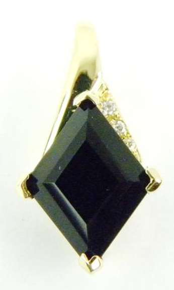 Vintage 14K Black Onyx & Diamond Slide Pendant