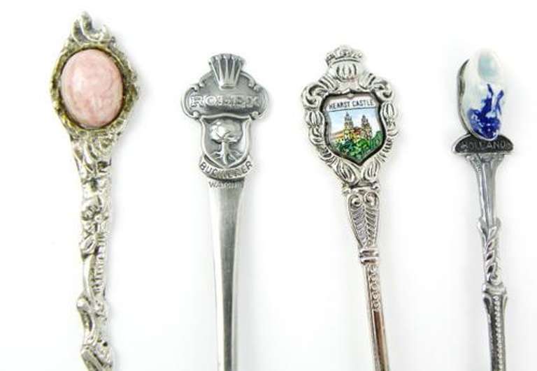 4 Vintage Silverplate Souvenir Spoons