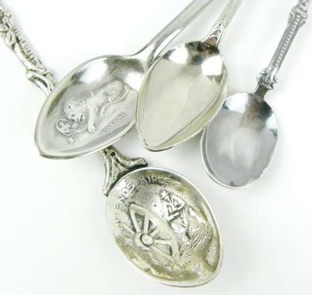 4 Vintage Silverplate Souvenir Spoons