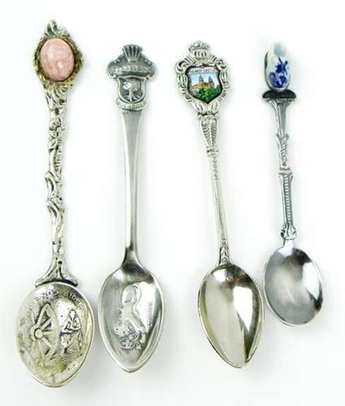 4 Vintage Silverplate Souvenir Spoons
