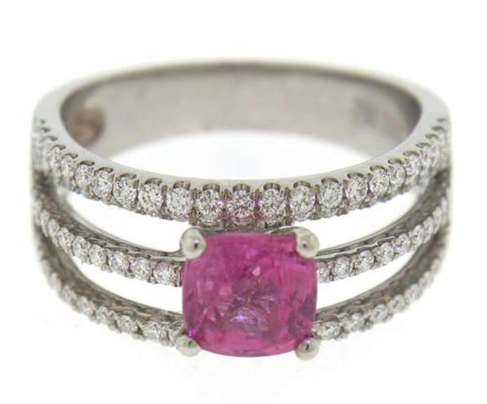 Ideal White Gold Pink Sapphire & Diamond Ring