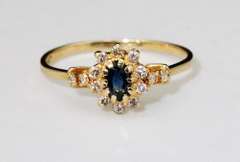 Delicate Natural Sapphire & Diamond Ring in 14k