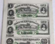 Uncut Sheet Of 4 Bank Of New England Goodspeeds Landing