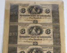 Uncut Sheet of 4 $100 Citizens Bank Of Louisiana Notes