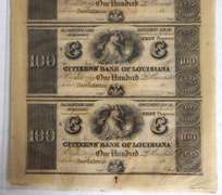Uncut Sheet of 4 $100 Citizens Bank Of Louisiana Notes