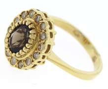 Stunning 18kt Oval Smokey Quartz w Diamond Halo Ring