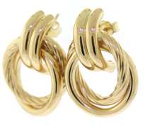 Charming Yellow Gold Interlocking Circle Earrings