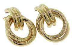 Charming Yellow Gold Interlocking Circle Earrings