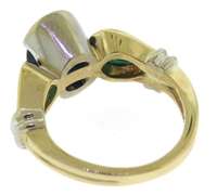 Charming Blue Sapphire and Emerald Bezel Cocktail Ring