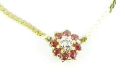 Petite 14K Ruby & Diamond Flower Necklace
