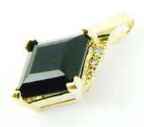 Vintage 14K Black Onyx & Diamond Slide Pendant