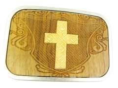 Vintage Large Carved Wood Celtic Cross Belt Buckle