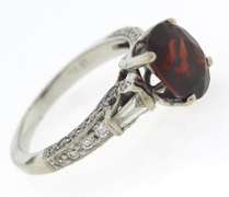 Shimmering 18kt Natural Almandite Garnet & Diamond Ring