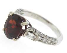 Shimmering 18kt Natural Almandite Garnet & Diamond Ring