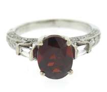 Shimmering 18kt Natural Almandite Garnet & Diamond Ring