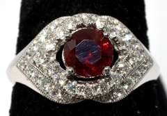 Regal Unheated Ruby & Diamond Ring in Platinum