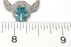 Sweet Blue Zircon & Diamond Ring in 14KT White Gold