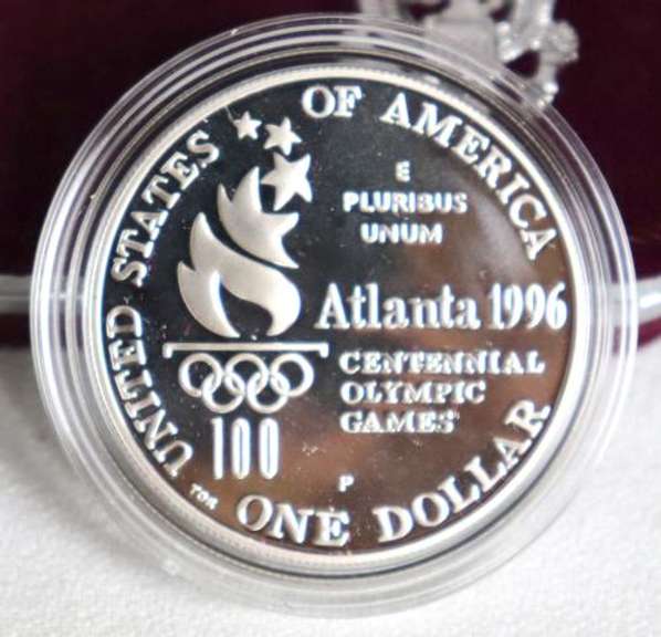 3 Olympic Silver Dollar Proofs With Boxs and Papers