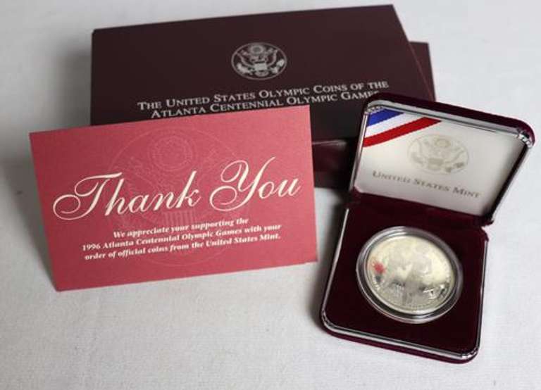 3 Olympic Silver Dollar Proofs With Boxs
