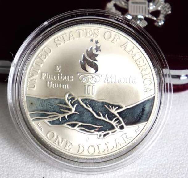 3 Olympic Silver Dollar Proofs With Boxs